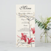 Vintage Wedding, Japanse roze Magnolia-boom Menu (Staand voorkant)