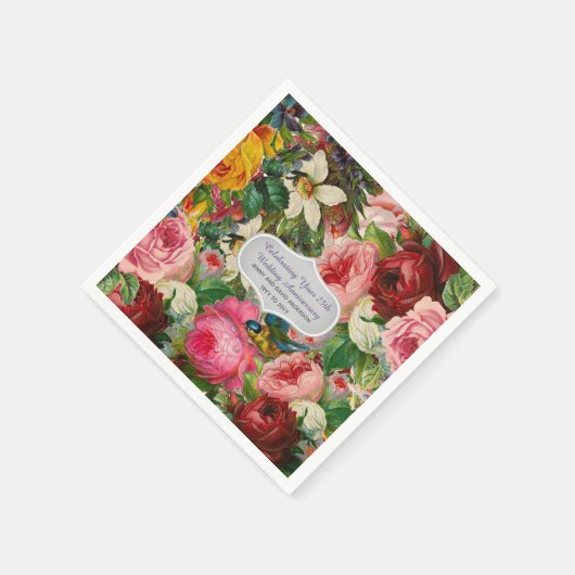 Vintage Wedding Jubileum ROZEN - Herdenking Servetten (Hoek)