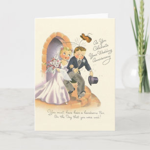 Vintage Wedding Jubileum Wenskaart Kaart