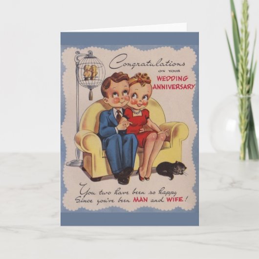 Vintage Wedding Jubileum Wenskaart Kaart (Voorkant)
