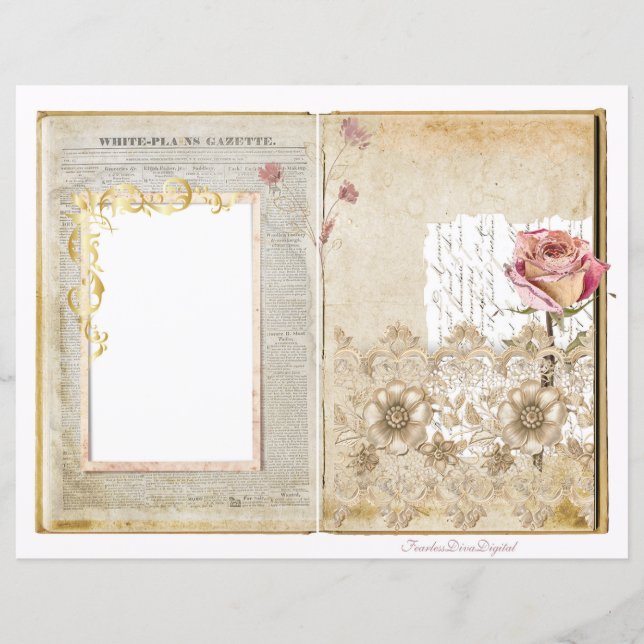 Vintage Wedding Junk Journal Scrapbook Pagina 1 &  (Voorkant)