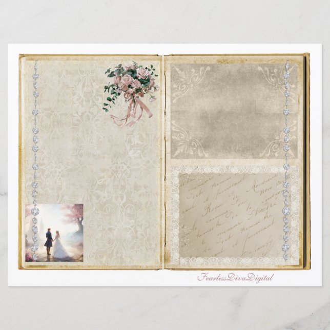 Vintage Wedding Junk Journal Scrapbook Pagina 21 & (Voorkant)