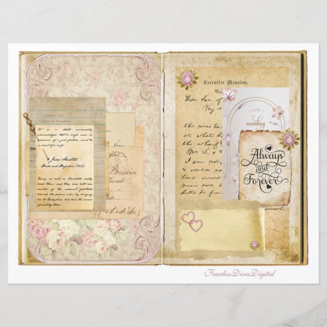 Vintage Wedding Junk Journal Scrapbook Pagina 3 &  (Voorkant)