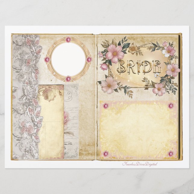 Vintage Wedding Junk Journal Scrapbook Pagina 5 &  (Voorkant)