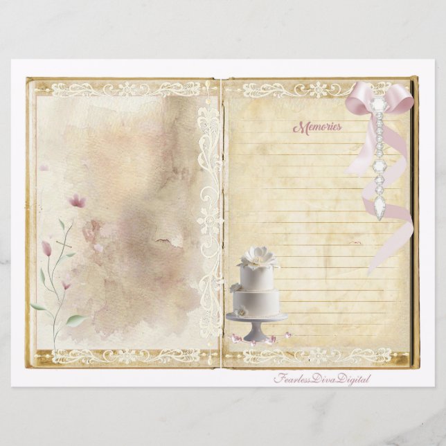 Vintage Wedding Junk Journal Scrapbook Pagina 9 &  (Voorkant)