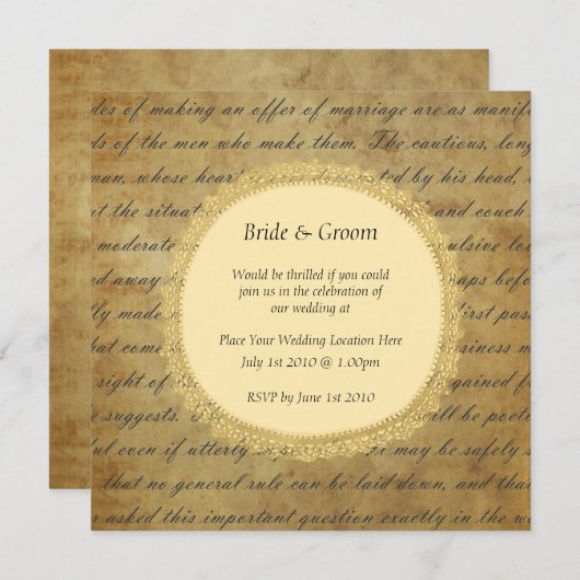 Vintage Wedding Kaart (Voorkant / Achterkant)