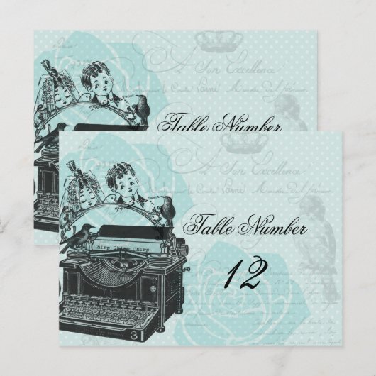 Vintage Wedding Love Letters Tafelnummer Briefkaar (Voorkant / Achterkant)