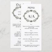 Vintage WEDDING MENU. Menu (Voorkant / Achterkant)