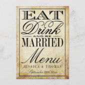 Vintage Wedding Menus Eat, Drink & BE Menu (Voorkant)