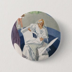 Vintage Wedding, Mid Century Modern Art Deco Bride Ronde Button 5,7 Cm