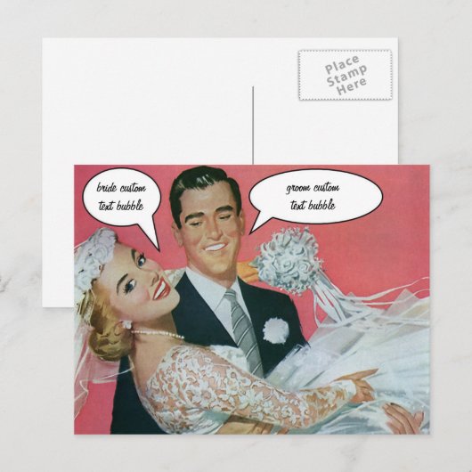 Vintage Wedding Passen getrouwd, bruinkoolbride Briefkaart (Voorkant / Achterkant)