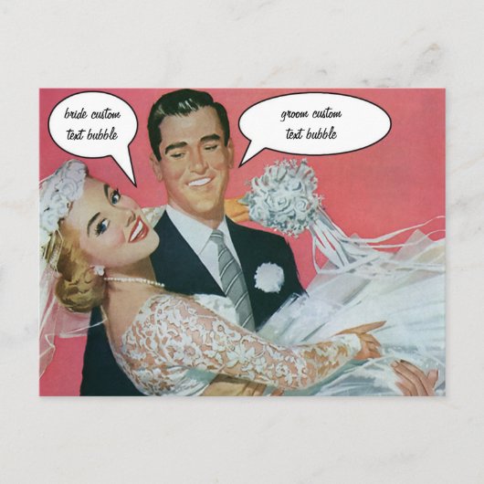 Vintage Wedding Passen getrouwd, bruinkoolbride Briefkaart (Voorkant)