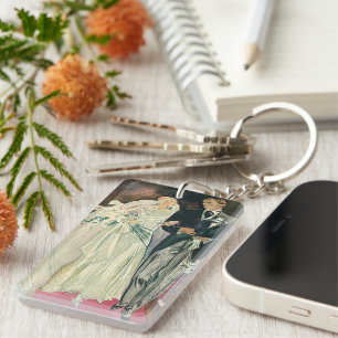 Vintage Wedding Passen getrouwd, Happy Bride en Go Sleutelhanger