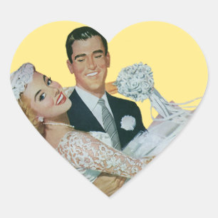Vintage Wedding Passen getrouwd, Happy Bride en Gr Hart Sticker