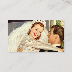 Vintage Wedding Passen getrouwd, Happy Bride en Gr Informatiekaartje