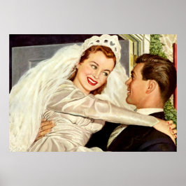 Vintage Wedding Passen getrouwd, Happy Bride en Gr Poster