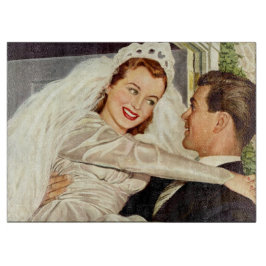 Vintage Wedding Passen getrouwd, Happy Bride en Gr Snijplank
