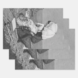 Vintage Wedding, Passen getrouwd van het strand Inpakpapier Vel