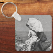 Vintage Wedding, Passen getrouwd van het strand Sleutelhanger (Voorkant)