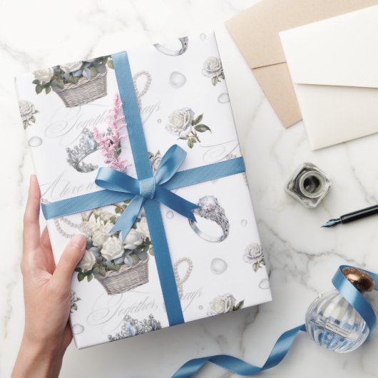 Vintage Wedding Pattern Wrapping Paper Roll Cadeaupapier (Geschenken)