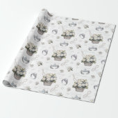 Vintage Wedding Pattern Wrapping Paper Roll Cadeaupapier (Uitgerold)