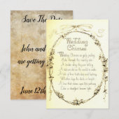 Vintage Wedding Poem, bruiloft sparen de datum (Voorkant / Achterkant)