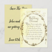 Vintage Wedding Poem, bruiloft sparen de datum (Voorkant / Achterkant)