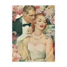 Vintage Wedding Portrait, Retro Bride en Groom