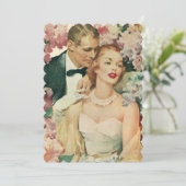 Vintage Wedding Portrait, Vrijgezellenfeest Party Kaart (Staand voorkant)