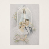 Vintage Wedding Prayer Card Mary Bride Groom Visitekaartje (Voorkant)