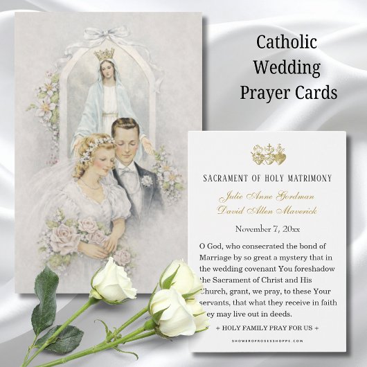 Vintage Wedding Prayer Card Mary Bride Groom Visitekaartje