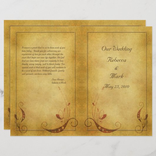 Vintage Wedding Program (Voorkant / Achterkant)