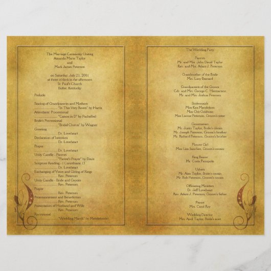 Vintage Wedding Program (Achterkant)