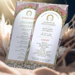 Vintage Wedding Program Art Nouveau door Mucha Programmakaart<br><div class="desc">Introductie van het bewerkbare Vintage Wedding Program van Alphonse Mucha, nu beschikbaar op Zazzle! Dit elegante programma is de perfecte manier om uw gasten door uw speciale dag te leiden. Het Vintage Wedding Program is voorzien van een prachtig Art Nouveau-ontwerp van de legendarische Alphonse Mucha. De zachte kleuren van het...</div>