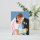 Vintage Wedding, Retro Bride en Groom Kissing (Staand voorkant)