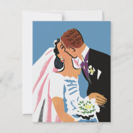 Vintage Wedding, Retro Bride en Groom Kissing