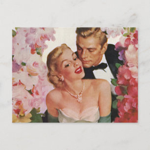 Vintage Wedding, Retro Bride en Groom Passen getro Briefkaart