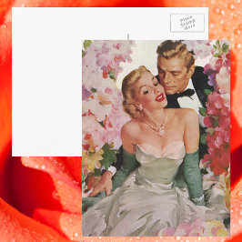 Vintage Wedding, Retro Bride en Groom Passen getro Briefkaart