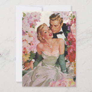 Vintage Wedding, Retro Bride en Groom Passen getro Kaart
