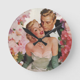 Vintage Wedding, Retro Bride en Groom Passen getro Ronde Klok