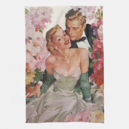 Vintage Wedding, Retro Bride en Groom Passen getro Theedoek