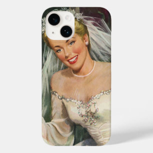 Vintage Wedding, Retro Bride met Bloemenmeisje Case-Mate iPhone 14 Hoesje