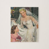 Vintage Wedding, Retro Bride met Bloemenmeisje Legpuzzel (Verticaal)