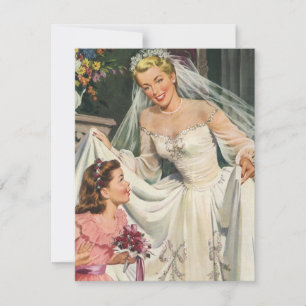 Vintage Wedding, Retro Bride Vrijgezellenfeest Par Kaart