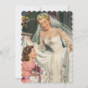 Vintage Wedding, Retro Bride Vrijgezellenfeest Par Kaart