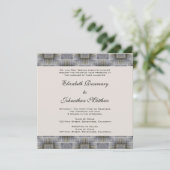 Vintage Wedding, Retro Grey Squares en Stripes Kaart (Staand voorkant)