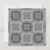 Vintage Wedding, Retro Grey Squares en Stripes Kaart (Achterkant)