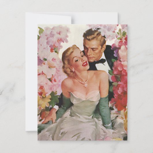 Vintage Wedding, Retro Pas getrouwd Vrijgezellenfe Kaart (Voorkant)