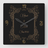 Vintage Wedding Romantic Steampunk Fairytale Vierkante Klok (Voorkant)