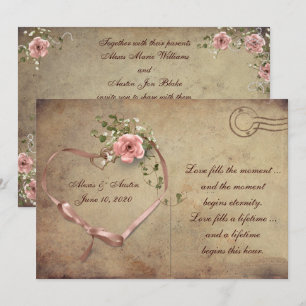 Vintage Wedding Roos Briefkaart